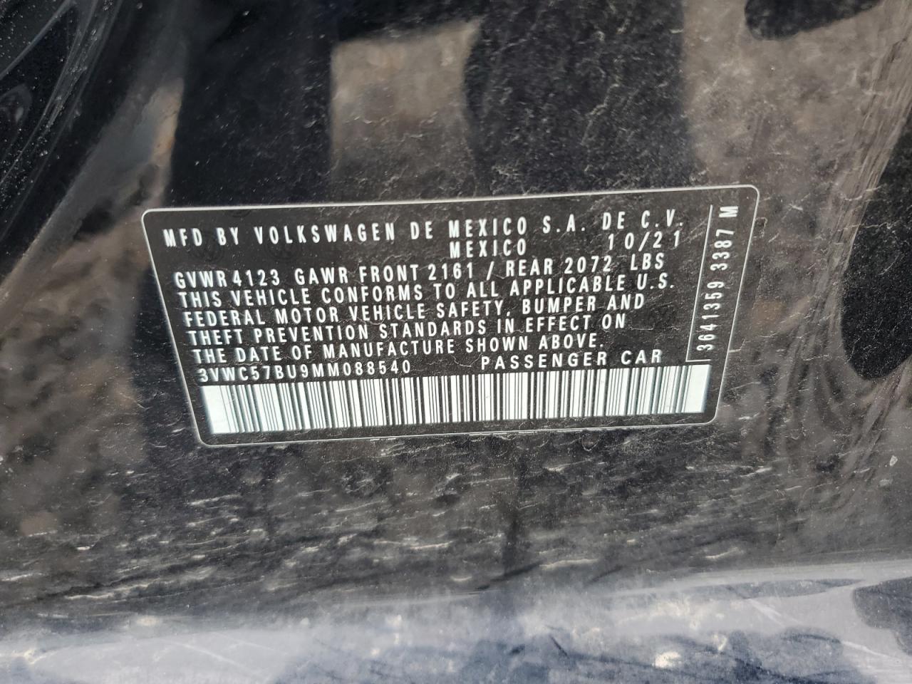 3VWC57BU9MM088540 2021 Volkswagen Jetta S