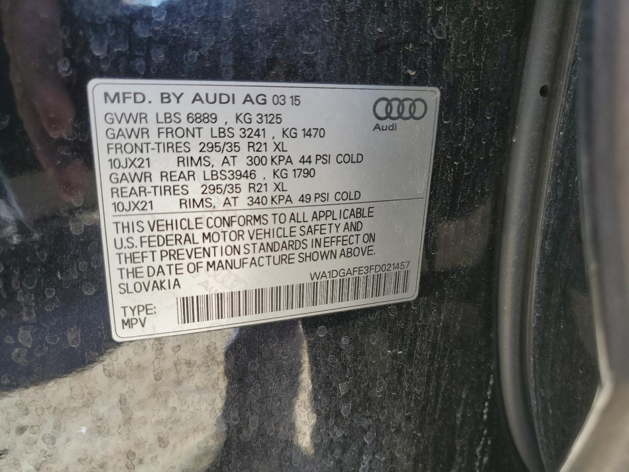 WA1DGAFE3FD021457 2015 Audi Q7 Prestige