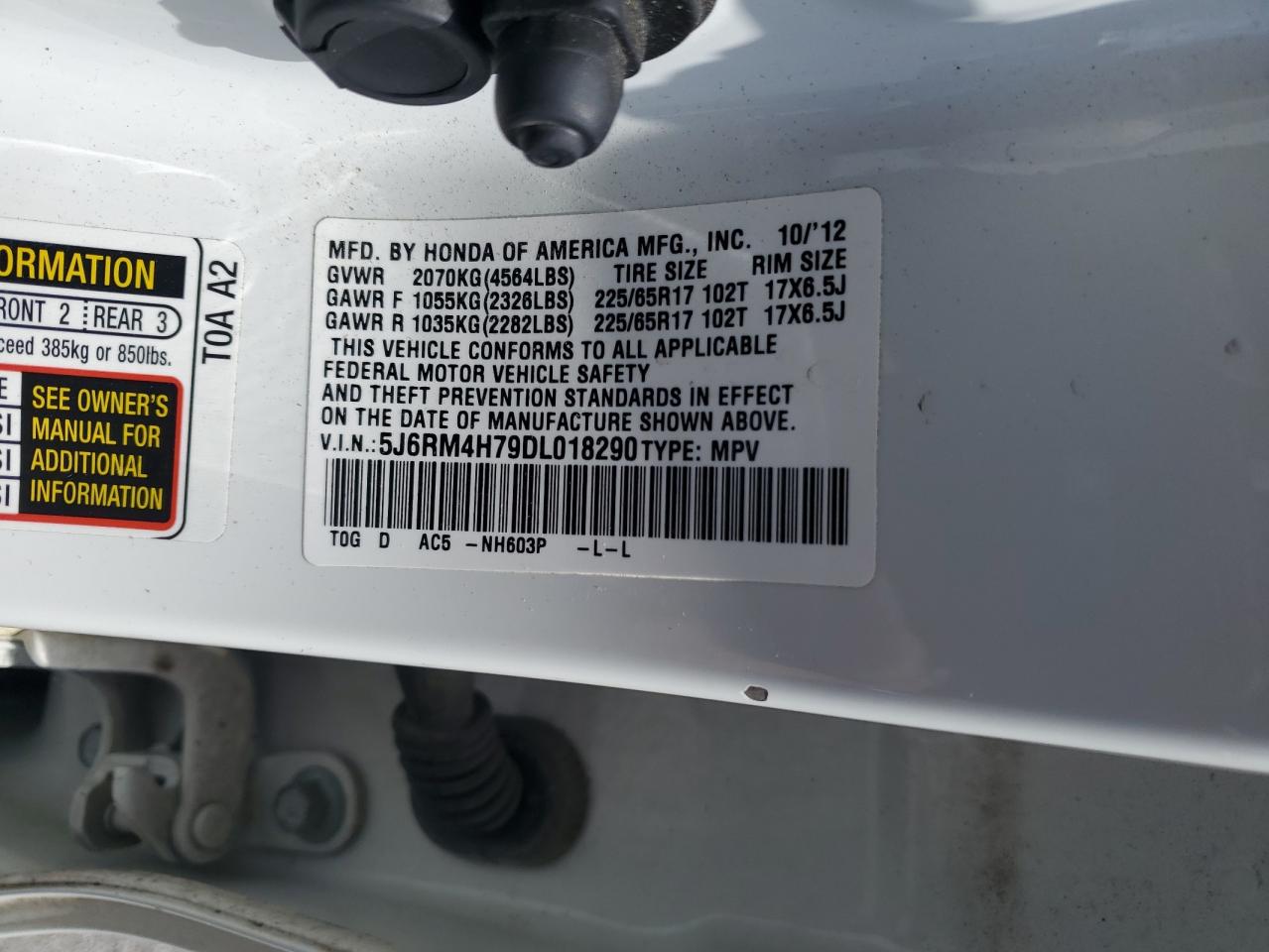 5J6RM4H79DL018290 2013 Honda Cr-V Exl