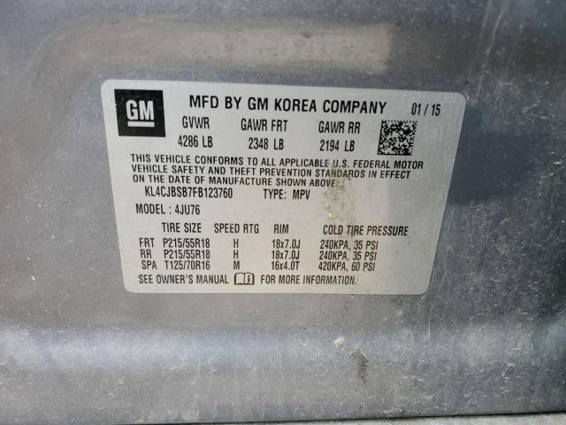 2015 BUICK ENCORE with SIDE damage, VIN KL4CJBSB7FB123760