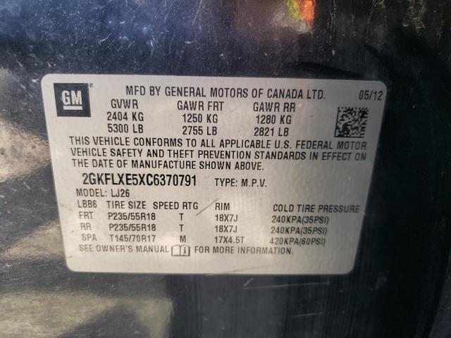 2012 GMC Terrain Slt VIN: 2GKFLXE5XC6370791 Lot: 54918124