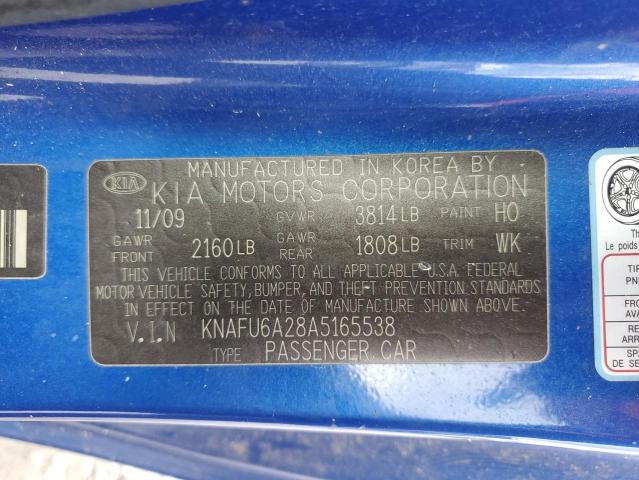 2010 Kia Forte Ex VIN: KNAFU6A28A5165538 Lot: 55036194