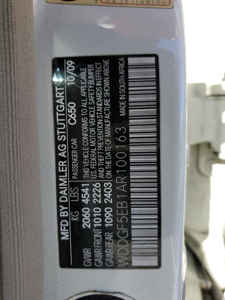 WDDGF5EB1AR100163 2010 Mercedes-Benz C 300