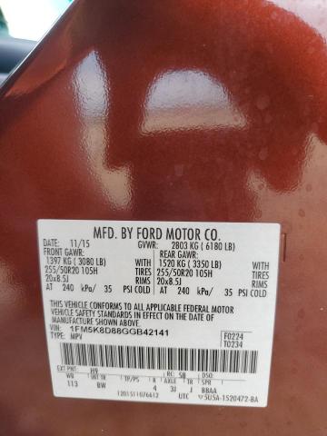 2016 Ford Explorer Xlt VIN: 1FM5K8D88GGB42141 Lot: 56636544