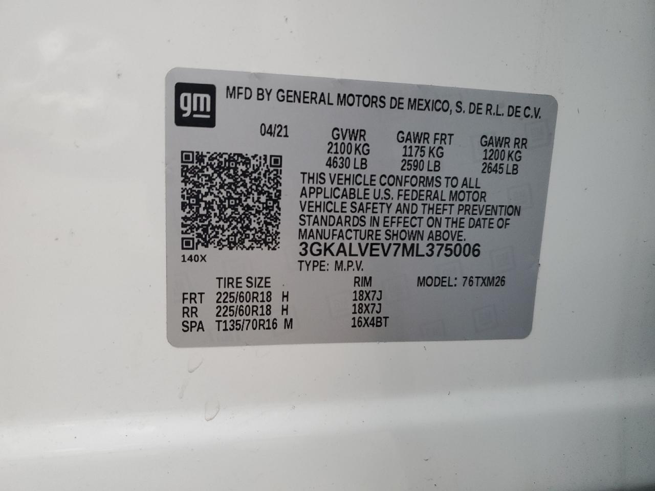 3GKALVEV7ML375006 2021 GMC Terrain Slt