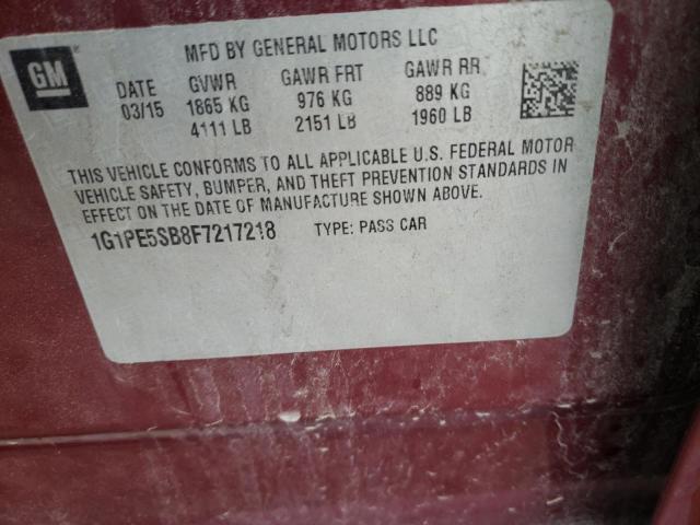 2015 CHEVROLET CRUZE LT - 1G1PE5SB8F7217218