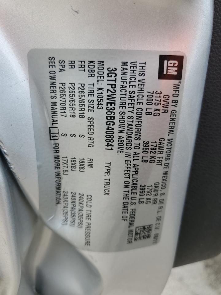 3GTP2WE36BG408841 2011 GMC Sierra K1500 Slt