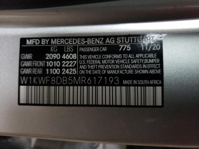 2021 Mercedes-Benz C 300 VIN: W1KWF8DB5MR617193 Lot: 54264654