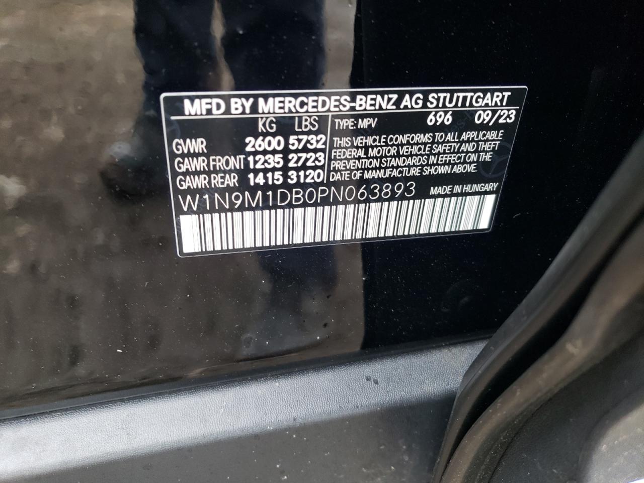 W1N9M1DB0PN063893 2023 Mercedes-Benz Eqb 350 4Matic