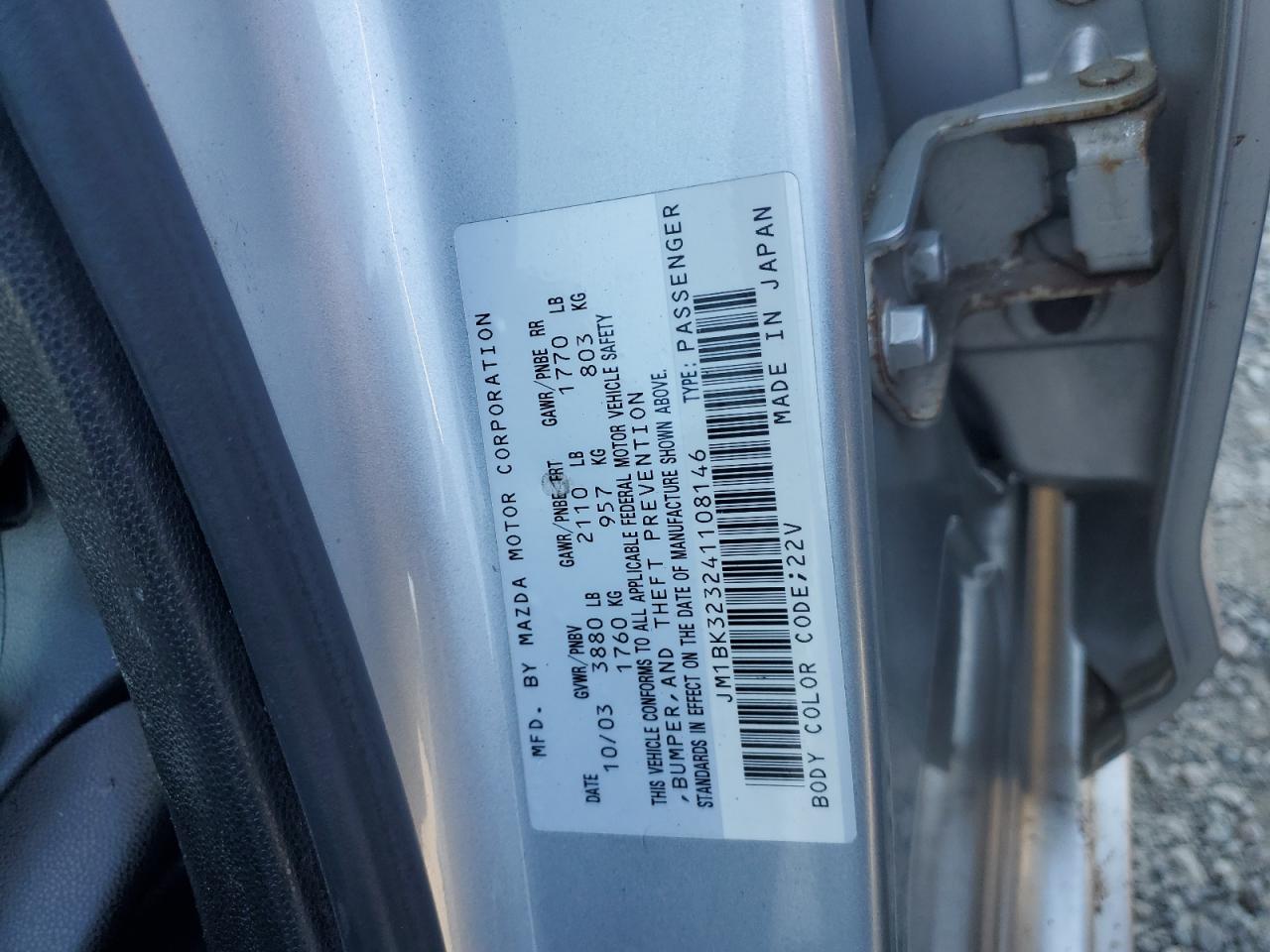 JM1BK323241108146 2004 Mazda 3 S