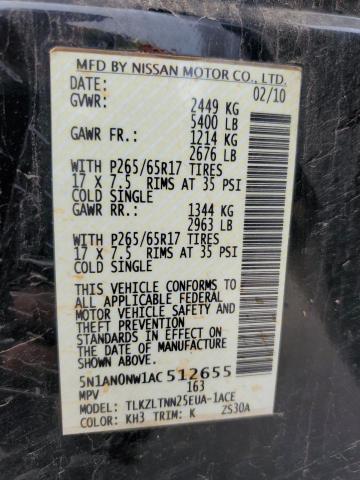 2010 Nissan Xterra Off Road VIN: 5N1AN0NW1AC512655 Lot: 54074914