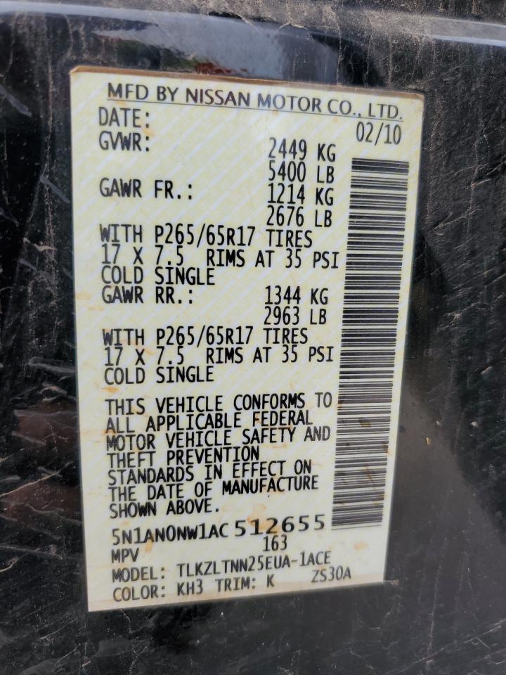 5N1AN0NW1AC512655 2010 Nissan Xterra Off Road