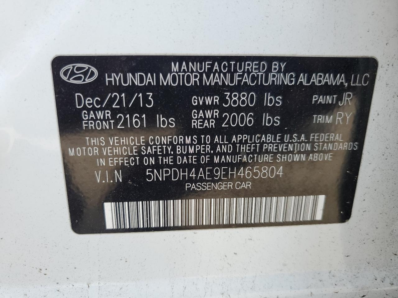 5NPDH4AE9EH465804 2014 Hyundai Elantra Se