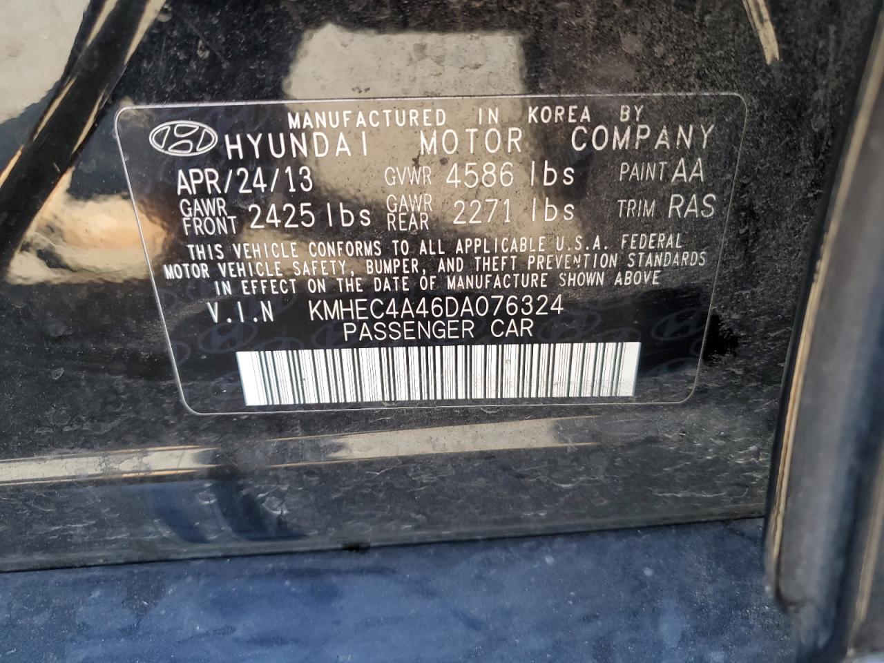 KMHEC4A46DA076324 2013 Hyundai Sonata Hybrid