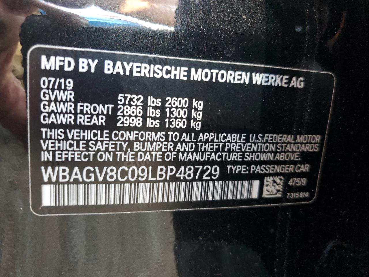 WBAGV8C09LBP48729 2020 BMW M850Xi