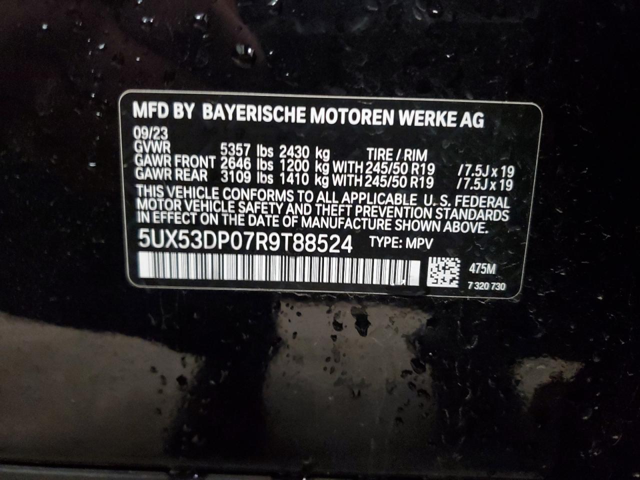 5UX53DP07R9T88524 2024 BMW X3 xDrive30I