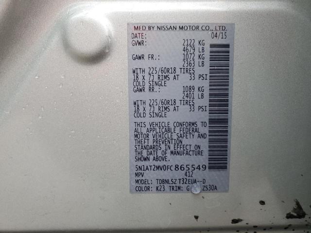 2015 Nissan Rogue S VIN: 5N1AT2MV0FC865549 Lot: 54907344