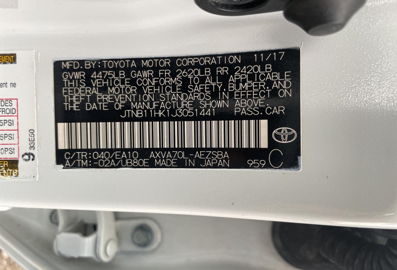 JTNB11HK1J3051441 2018 Toyota Camry L