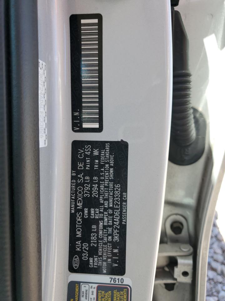 3KPF24AD6LE233826 2020 Kia Forte Fe