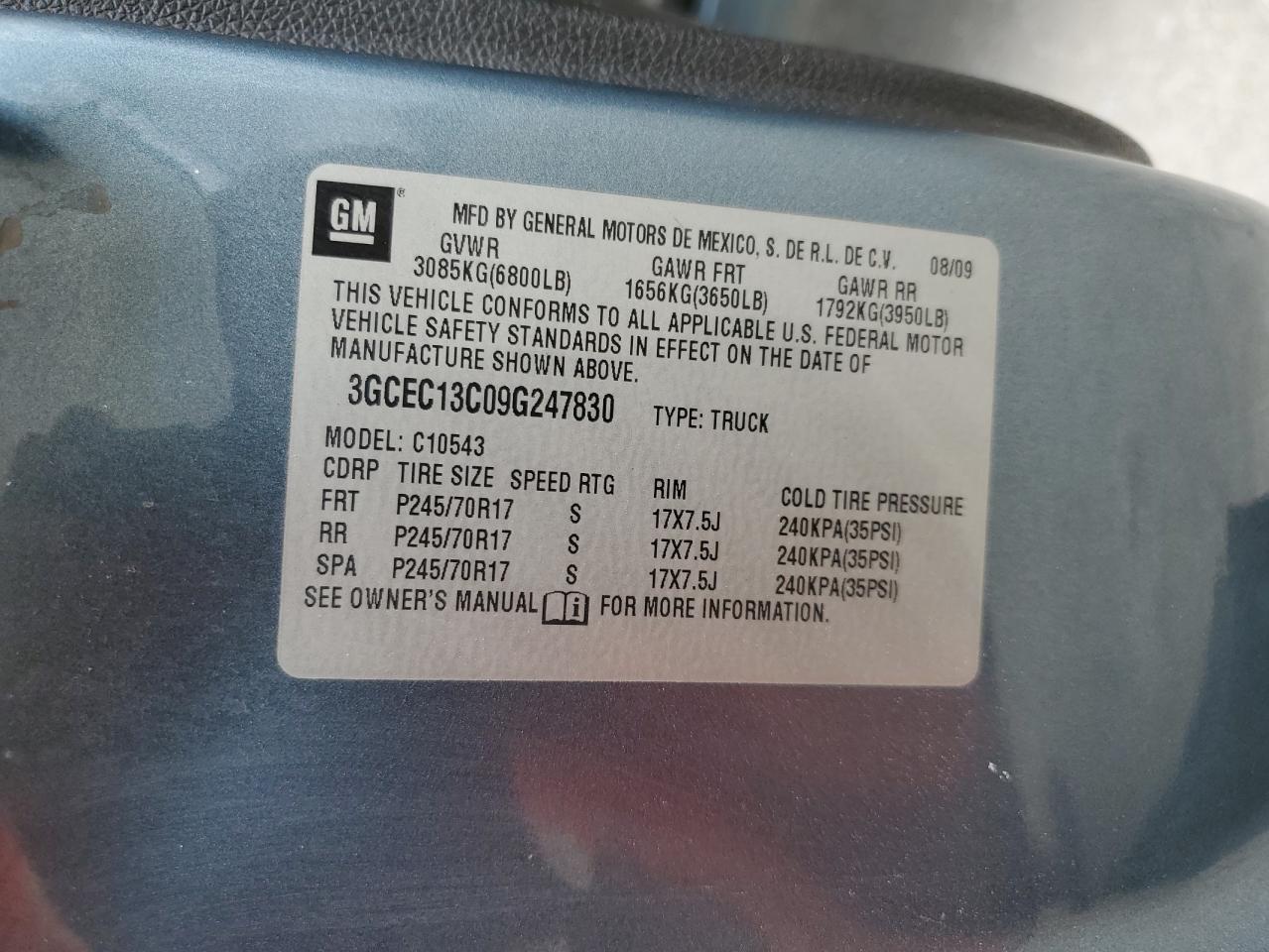 3GCEC13C09G247830 2009 Chevrolet Silverado C1500