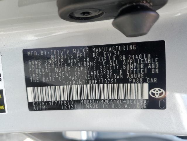 2024 Toyota Corolla Le VIN: 5YFB4MDE8RP140794 Lot: 57394324