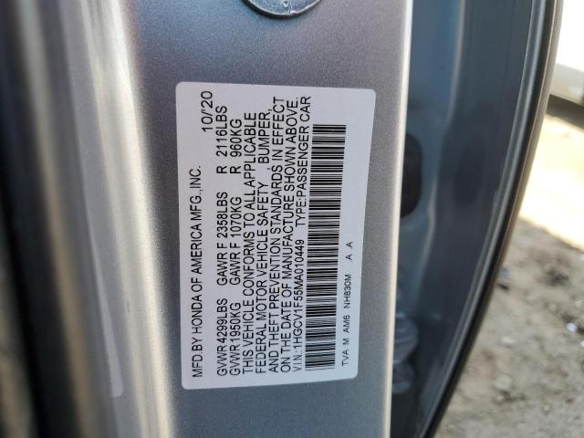 2021 Honda Accord Exl VIN: 1HGCV1F55MA010449 Lot: 54453864