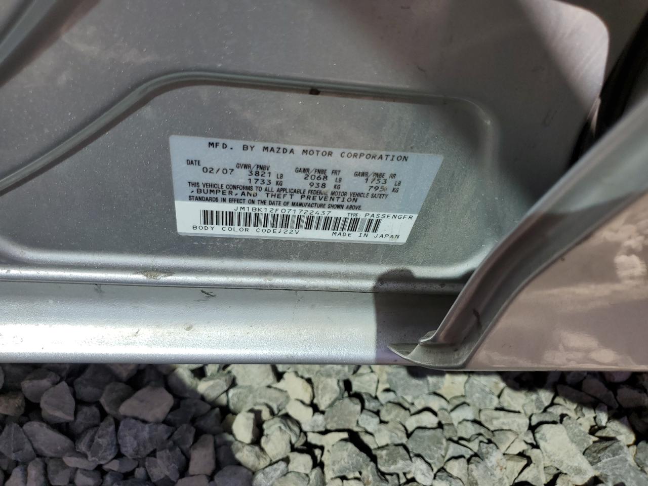 JM1BK12F071722437 2007 Mazda 3 I