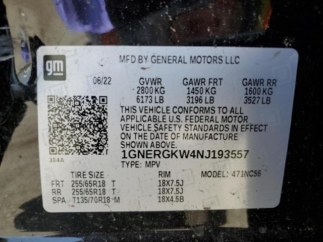 2022 Chevrolet Traverse Lt VIN: 1GNERGKW4NJ193557 Lot: 55794674