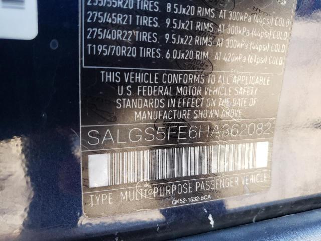2017 LAND ROVER RANGE ROVE SALGS5FE6HA362082