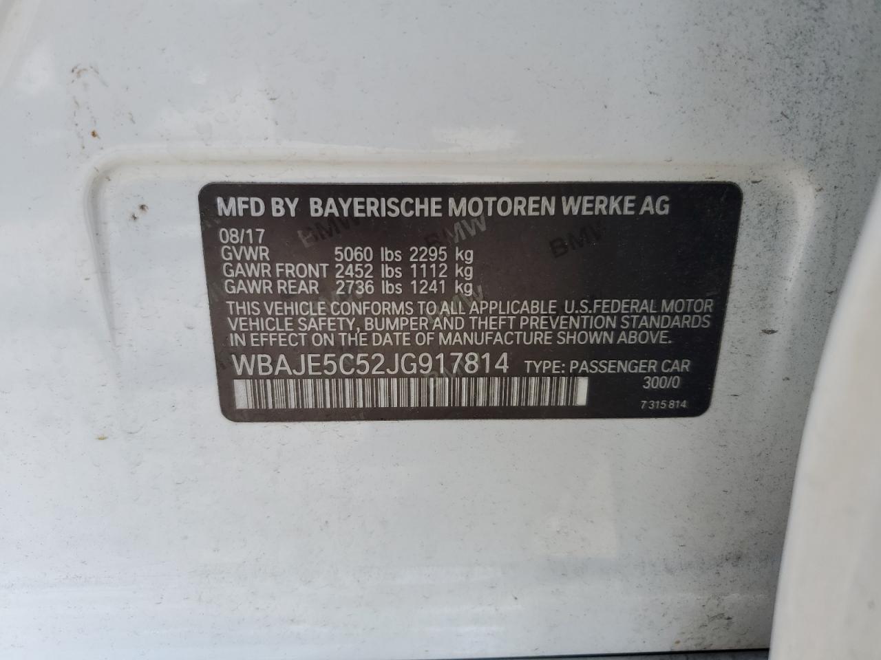 WBAJE5C52JG917814 2018 BMW 540 I