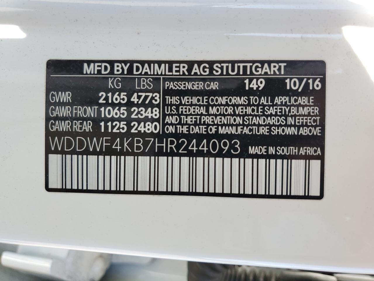 WDDWF4KB7HR244093 2017 Mercedes-Benz C 300 4Matic