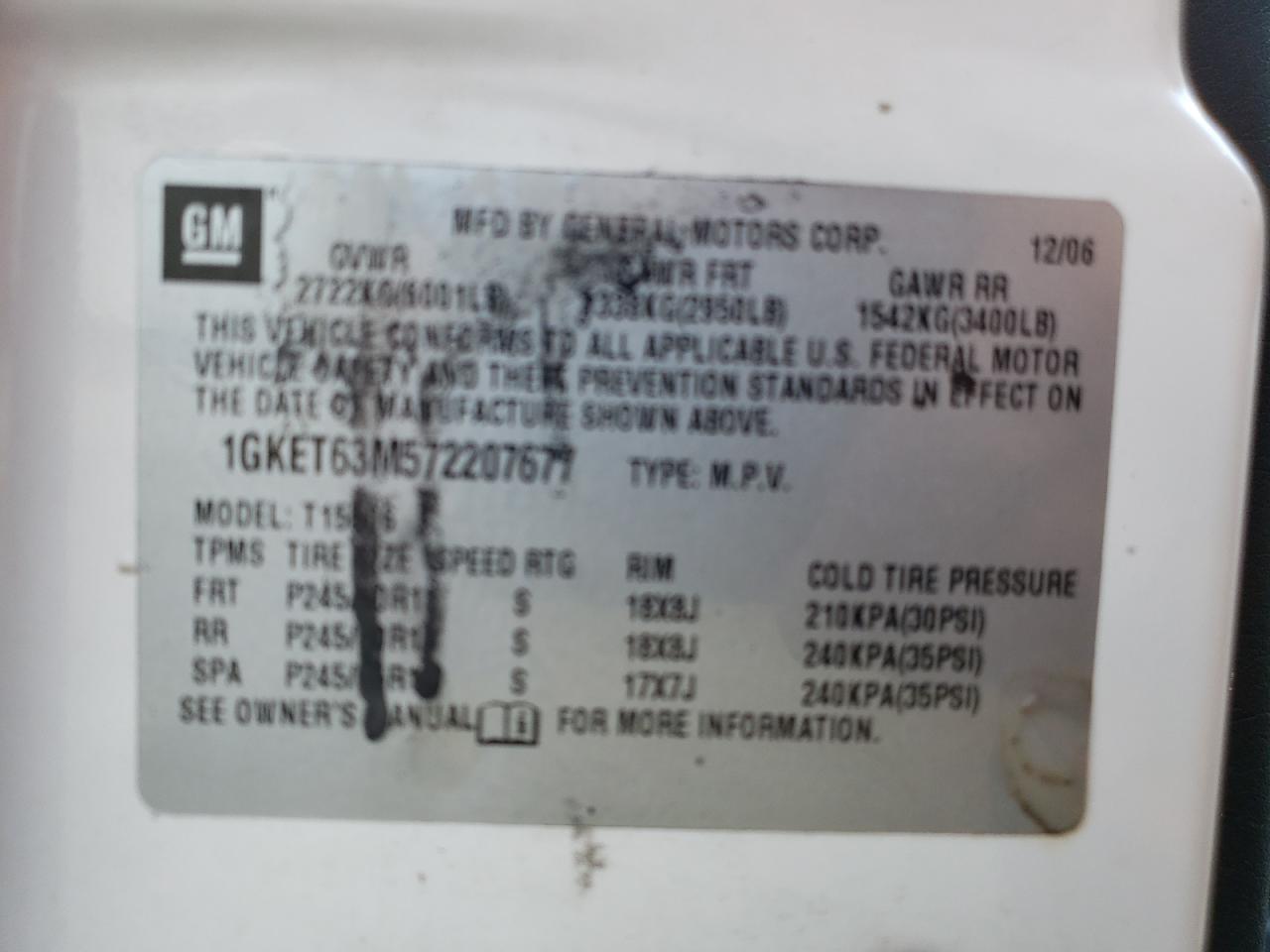 1GKET63M572207677 2007 GMC Envoy Denali