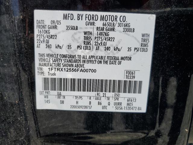 2006 Ford F150 VIN: 1FTRX12556FA00700 Lot: 55249154