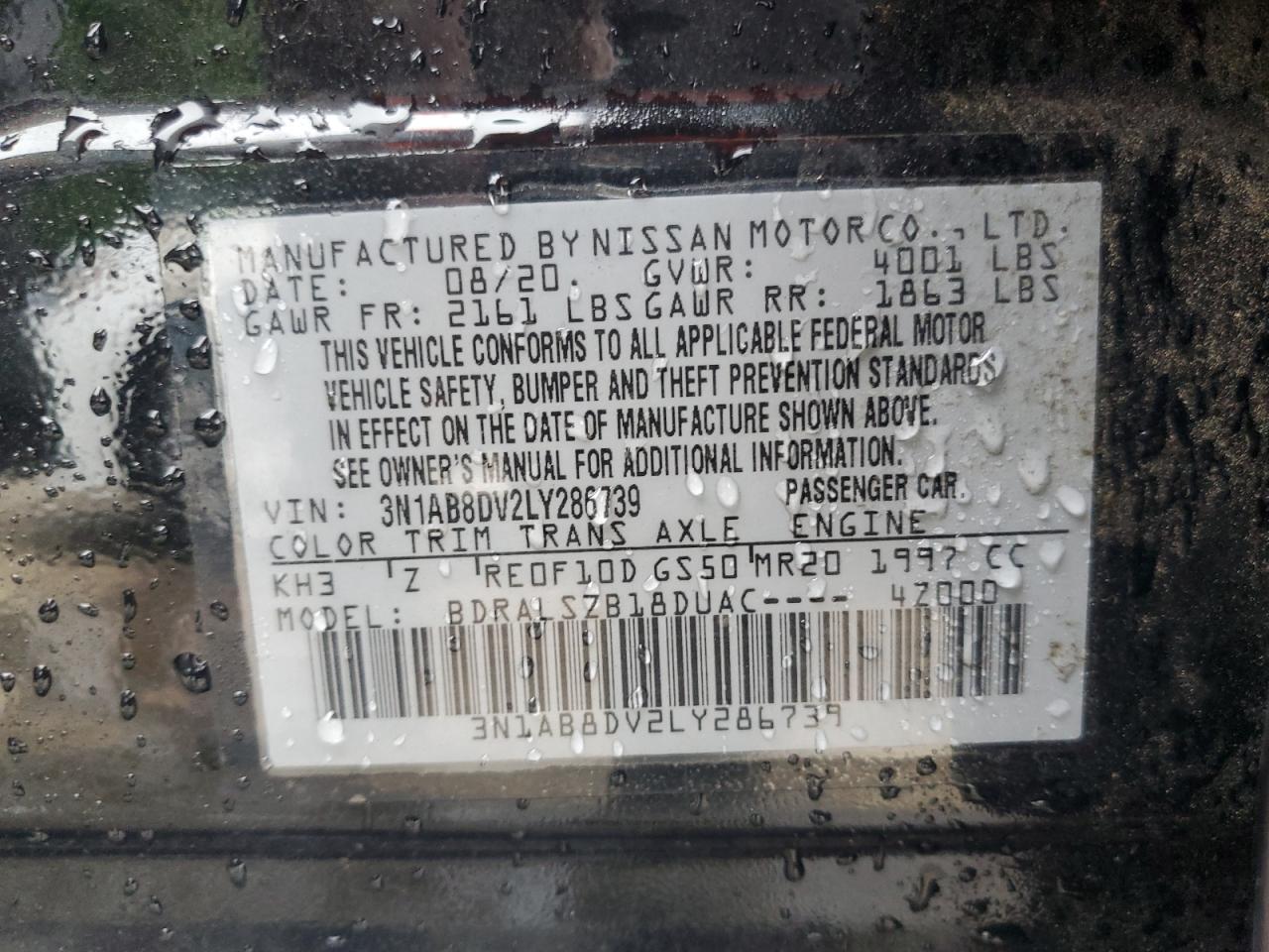 3N1AB8DV2LY286739 2020 Nissan Sentra Sr