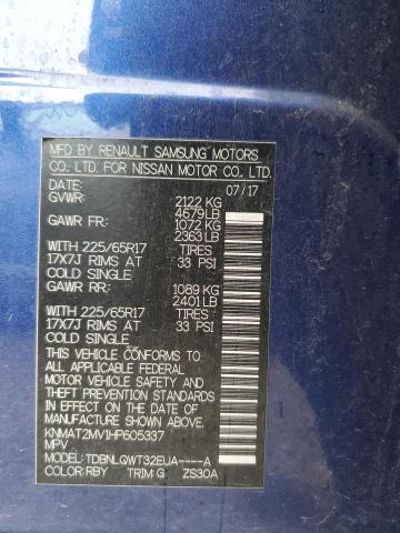 2017 Nissan Rogue S VIN: KNMAT2MV1HP605337 Lot: 54890674