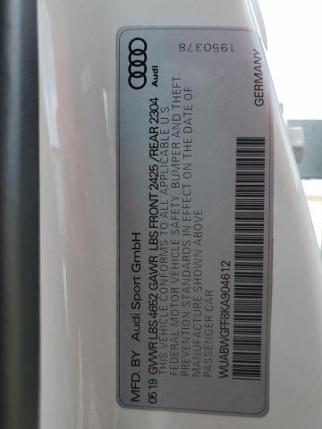 2019 AUDI RS3 WUABWGFF8KA904612