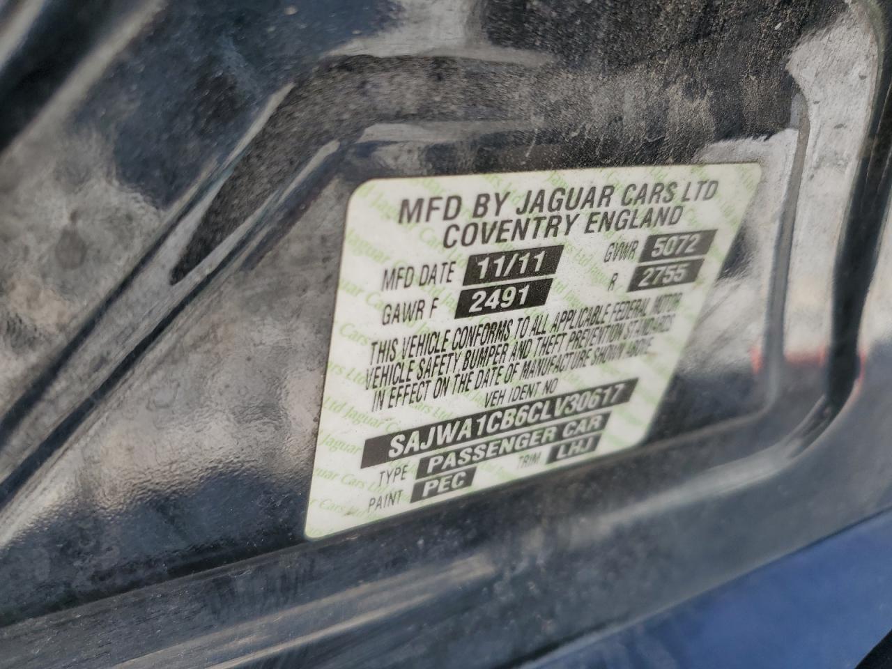 SAJWA1CB6CLV30617 2012 Jaguar Xj