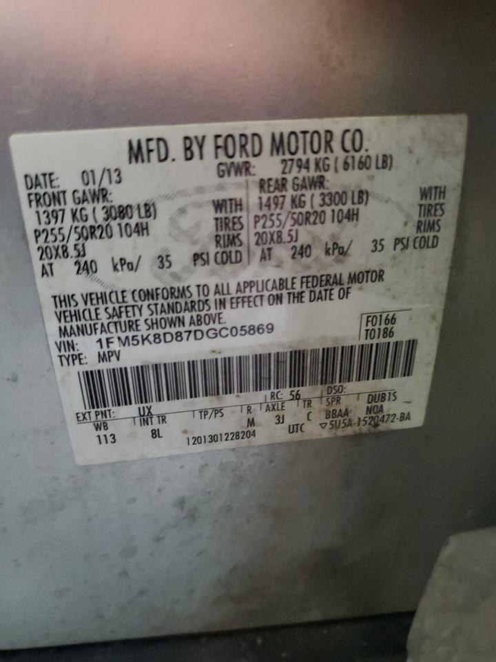 1FM5K8D87DGC05869 2013 Ford Explorer Xlt