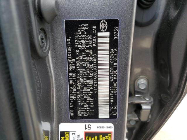 VIN 4T1C11AK6LU314003 2020 Toyota Camry, LE no.12