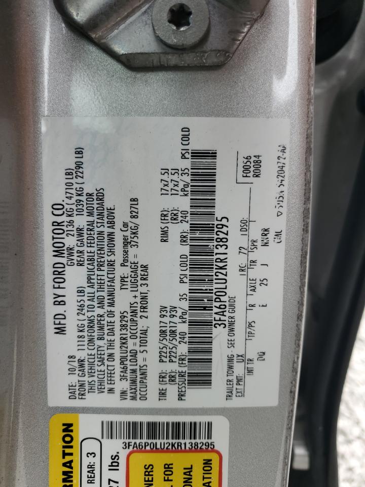 3FA6P0LU2KR138295 2019 Ford Fusion Se