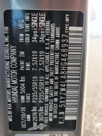 2017 Hyundai Santa Fe Sport VIN: 5XYZW4LA8HG468937 Lot: 54275574