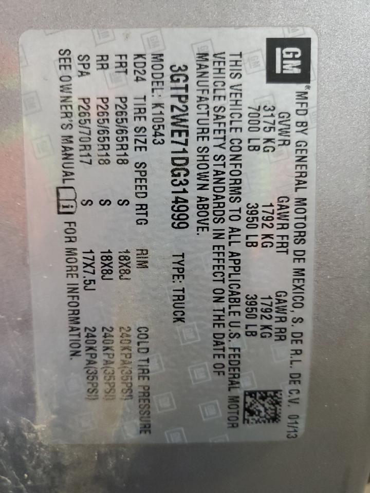 3GTP2WE71DG314999 2013 GMC Sierra K1500 Slt