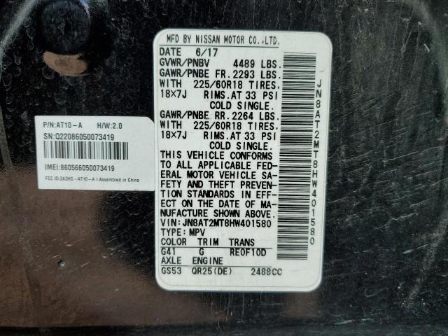 2017 Nissan Rogue S VIN: JN8AT2MT8HW401580 Lot: 55648074