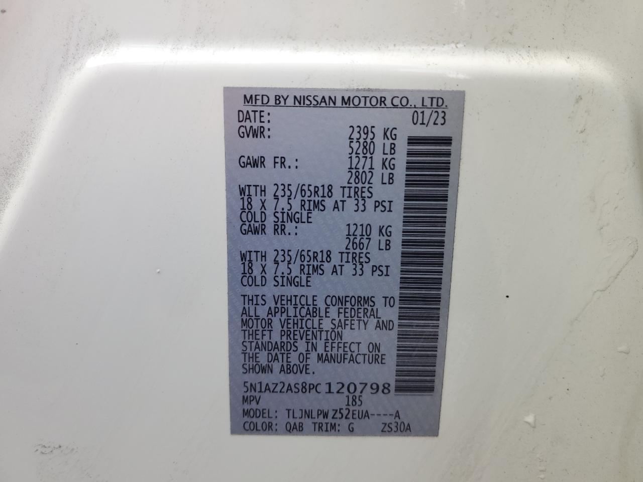 5N1AZ2AS8PC120798 2023 Nissan Murano S