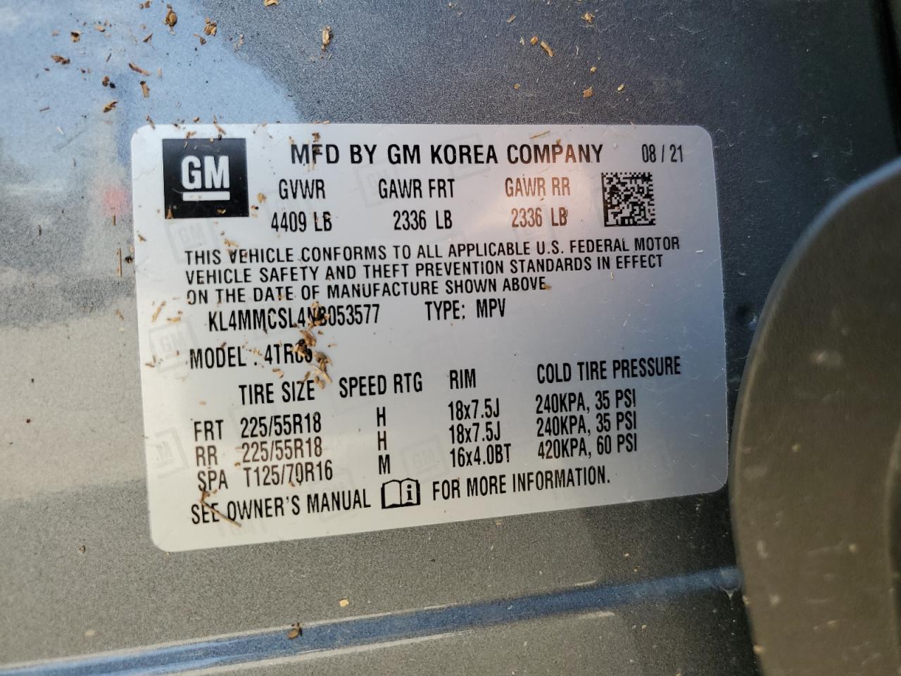 KL4MMCSL4NB053577 2022 Buick Encore Gx Preferred