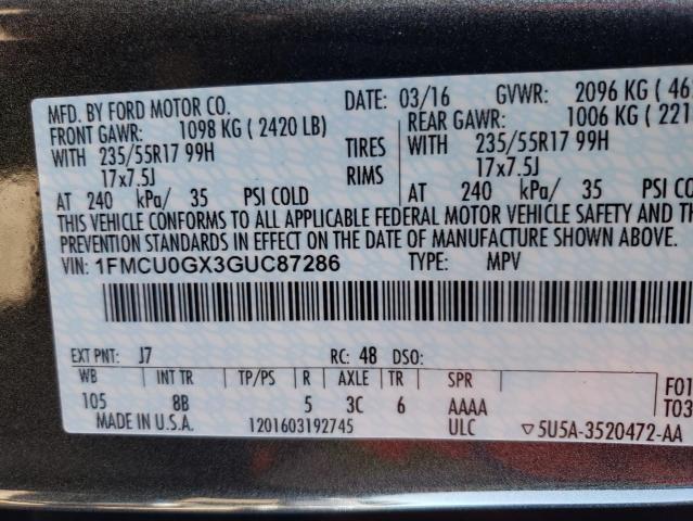 2016 Ford Escape Se VIN: 1FMCU0GX3GUC87286 Lot: 55343304