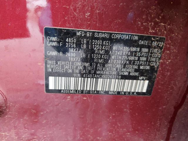 2022 Subaru Outback Limited VIN: 4S4BTANCXN3263218 Lot: 55337734