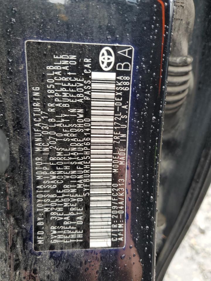 5YFBURHE5HP661400 2017 Toyota Corolla L