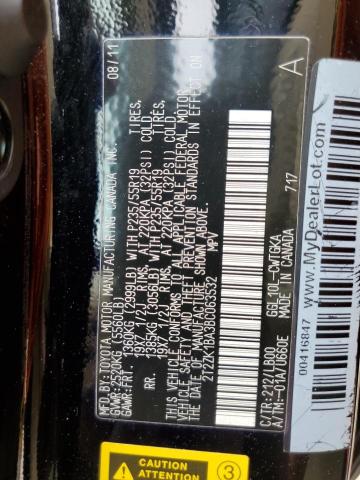 2011 Lexus Rx 350 VIN: 2T2ZK1BA3BC063532 Lot: 54051444