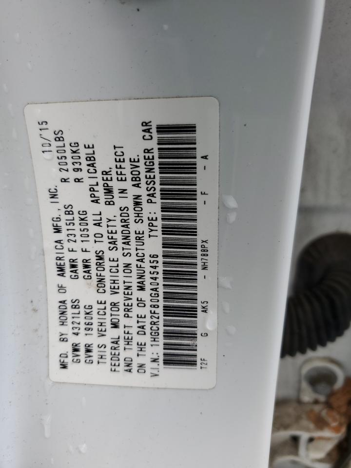 1HGCR2F80GA045456 2016 Honda Accord Exl